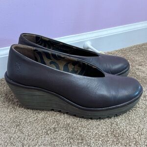 fly london leather wedges